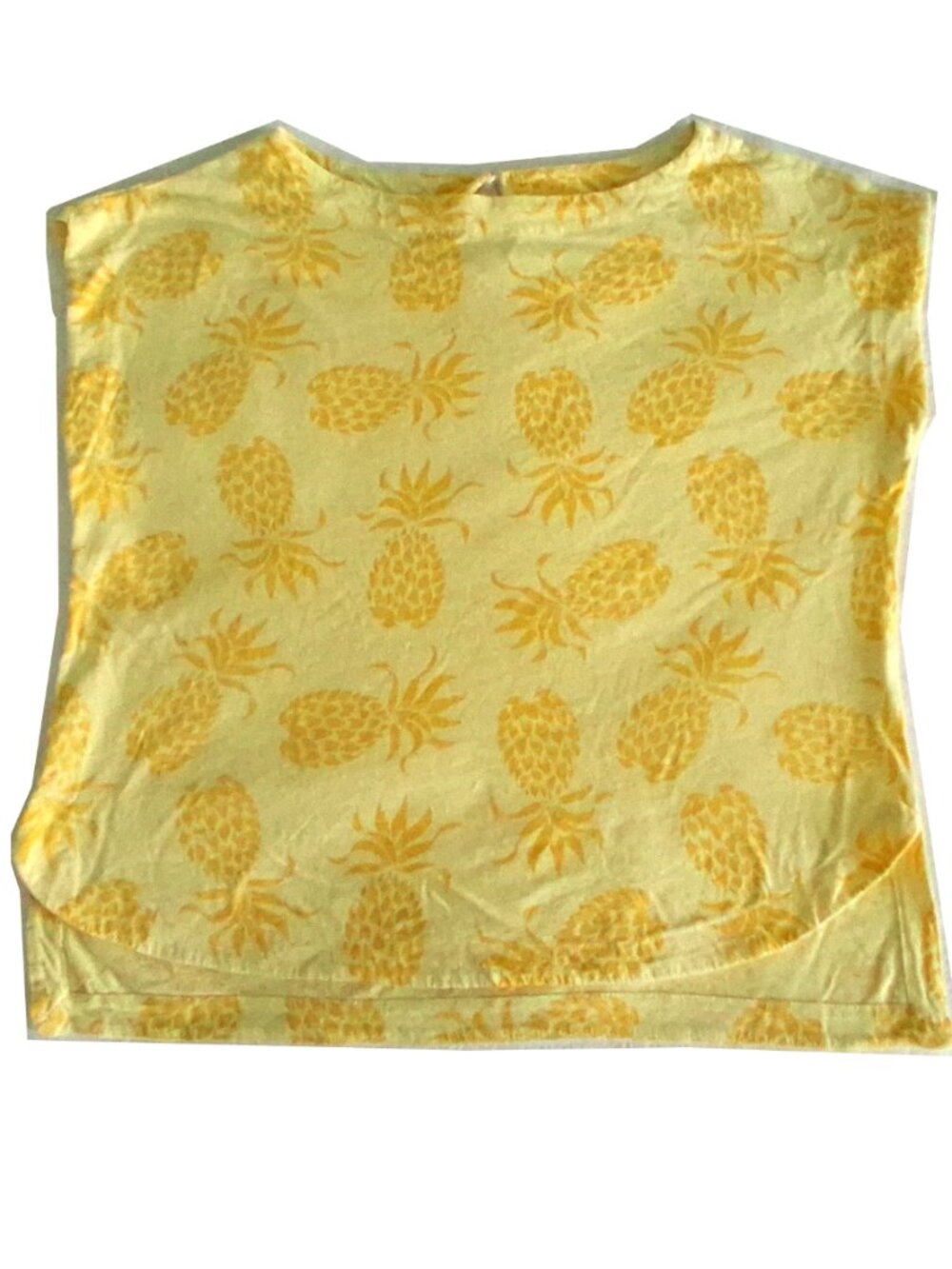 Women's Joe Fresh Cap Sleeve Top, Yellow, Pineapple print, Large